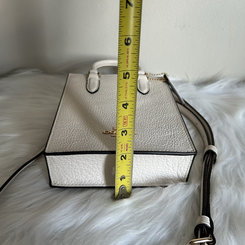 Coach North South Mini Tote Chalk White Pebbled Leather Crossbody Bag Excellent - Picture 9 of 9